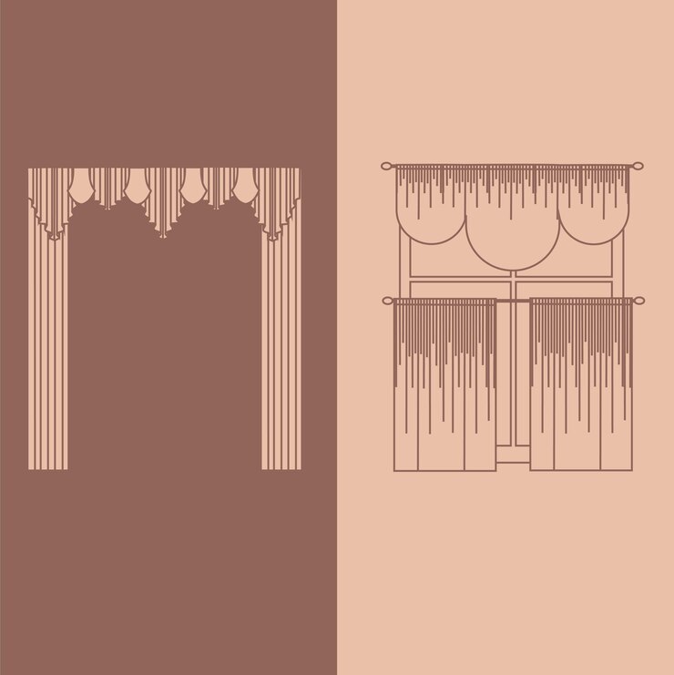 Vector ideas de diseño colección de iconos realistas ilustración vectorial aislada cortinas y tapices decoración de interiores