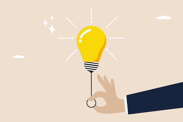 Ideas de negocio Los empresarios inteligentes encienden el interruptor de la luz para iluminar una idea