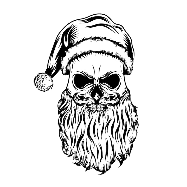 Las ideas de tatuajes de la calavera muerta con el gorro navideño y la bolita