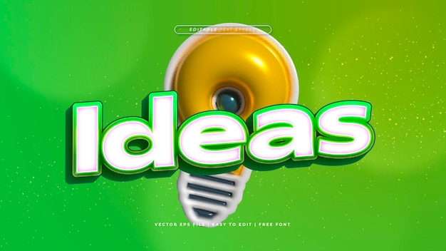 Ideas verdes y blancas estilo de fuente de efecto de texto editable en 3D