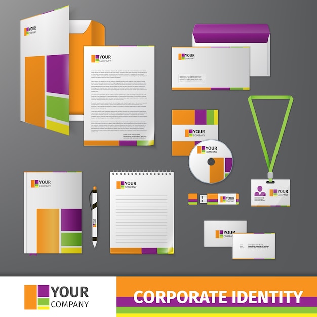 Identidad corporativa con formas de color