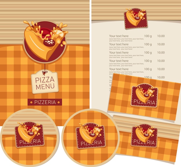 Vector identidad corporativa para una pizzeria