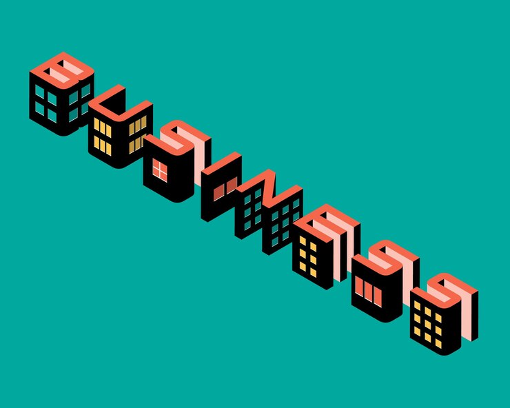 Vector identidad corporativa con texto comercial en la parte superior de la pancarta del edificio