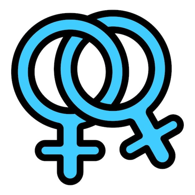 Identidad de género cis lesbiana icono Contorno Identidad de género cis lesbiana vector icono para diseño web aislado en color de fondo blanco plano