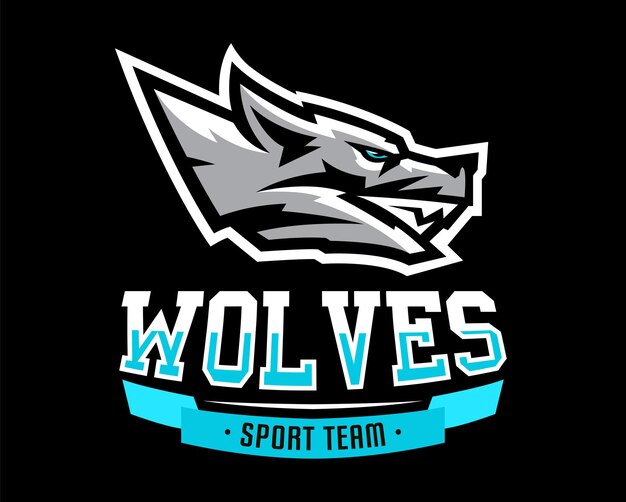 Identidad del logotipo de ilustración vectorial para la sociedad del club deportivo sonrisa de lobo agresivo un depredador listo para atacar Impresión de fuentes de estilo deportivo y dinámico en camisetas