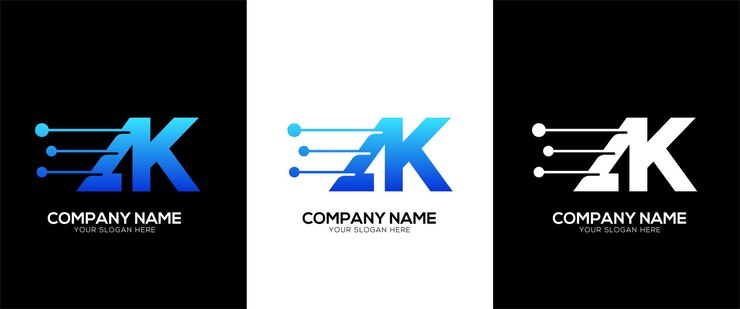 Vector identidad del logotipo tecnológico de la marca ak o ka con una plantilla de logotipo minimalista de estilo de línea