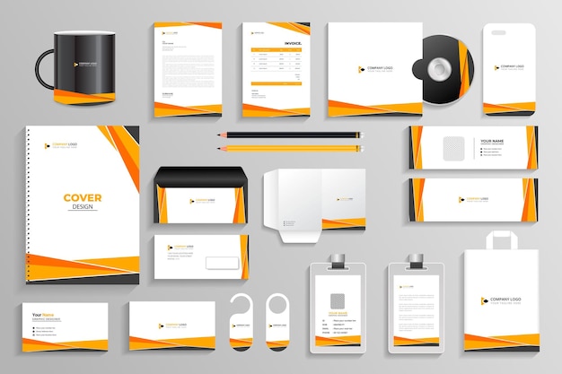 Identidad de marca corporativa con artículos de papelería de oficina y objetos Mockup set, Templat para industr