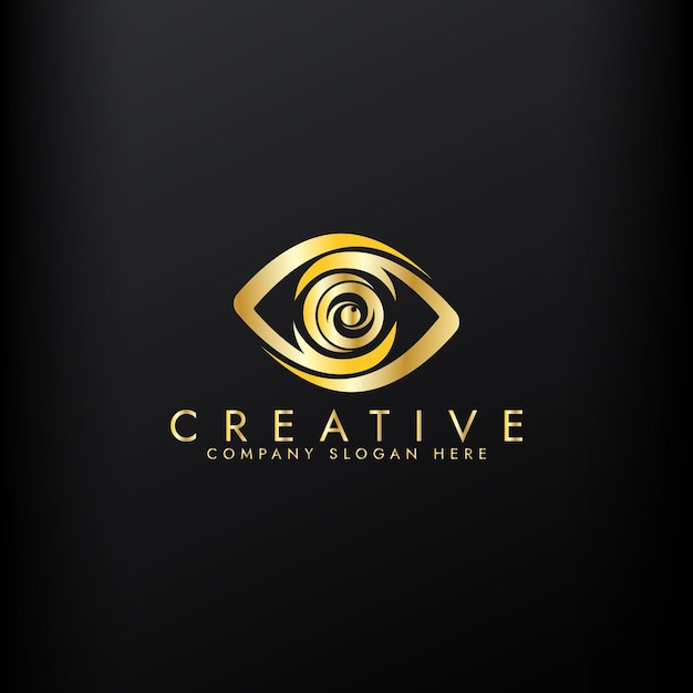 Identidad de marca Diseño del logotipo de color dorado del vector de cuidado ocular corporativo