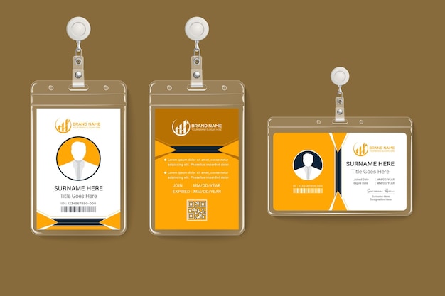 Identidad de marca profesional de color naranja empresa de lujo plantilla de tarjeta de identificación vertical y horizontal