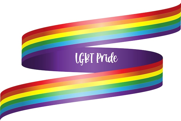 Identidad sexual de la bandera del arco iris LGBT en forma de cinta degradada Banner de póster de plantilla vectorial
