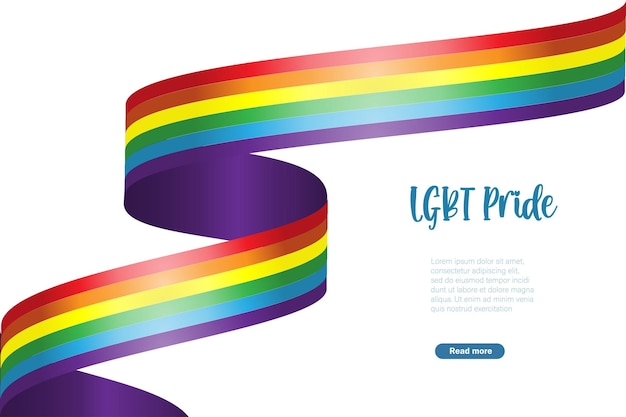 Identidad sexual de la bandera del arco iris LGBT en forma de cinta degradada Banner de póster de plantilla vectorial