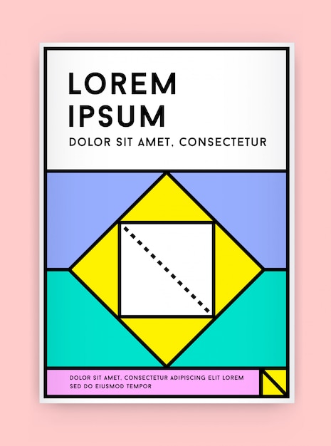 Identidad visual en el diseño geométrico del nuevo estilo Fat Line de moda en estilo retro con colores frescos de la vieja escuela con nombres y texto ficticios