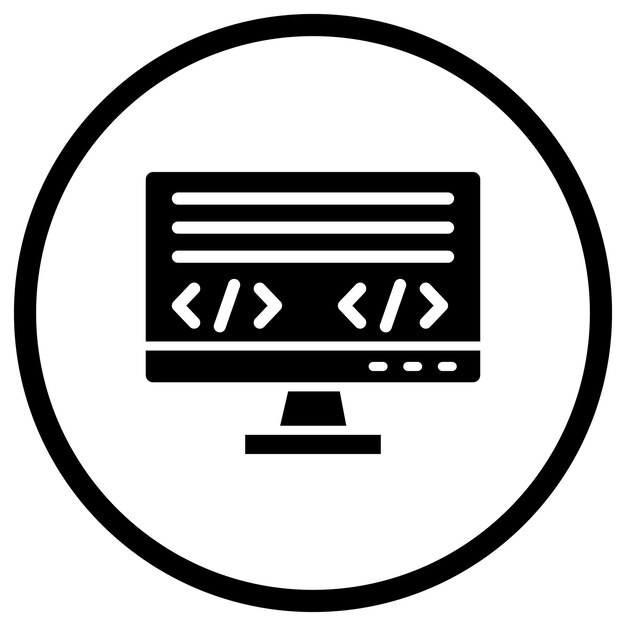 Idioma de codificación Ilustración del diseño de íconos vectoriales
