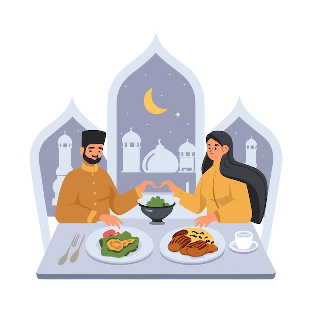 Iftar de Ramadán con personas que comen.