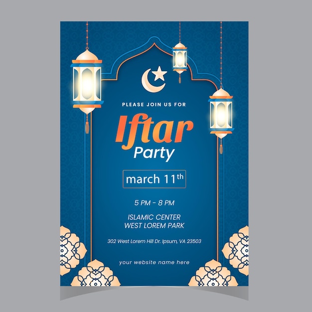 Ifteru Diseño de la tarjeta de invitación Template de la tarjeta diseño de la ilustración de saludos de Ramadán Kareem