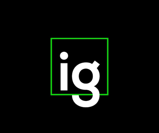 Vector ig nombre de la empresa letras iniciales logo ig letras en caja verde marca ig