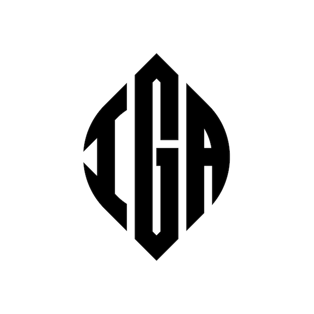 IGA diseño de logotipo de letra de círculo con forma de círculo y elipse IGA letras de elipse con estilo tipográfico Las tres iniciales forman un logotipo de círculo IGA emblema de círculo Monograma abstracto letra marca vector