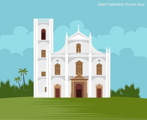 la iglesia de la catedral de saint en goa vector