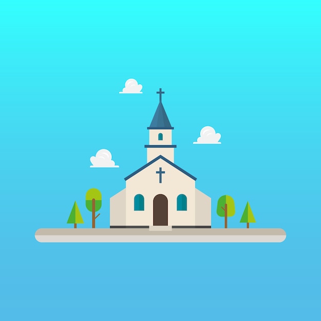 Vector iglesia en diseño de estilo plano