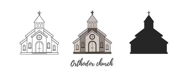 Vector una iglesia con una iglesia en la cima y una cruz en la cima