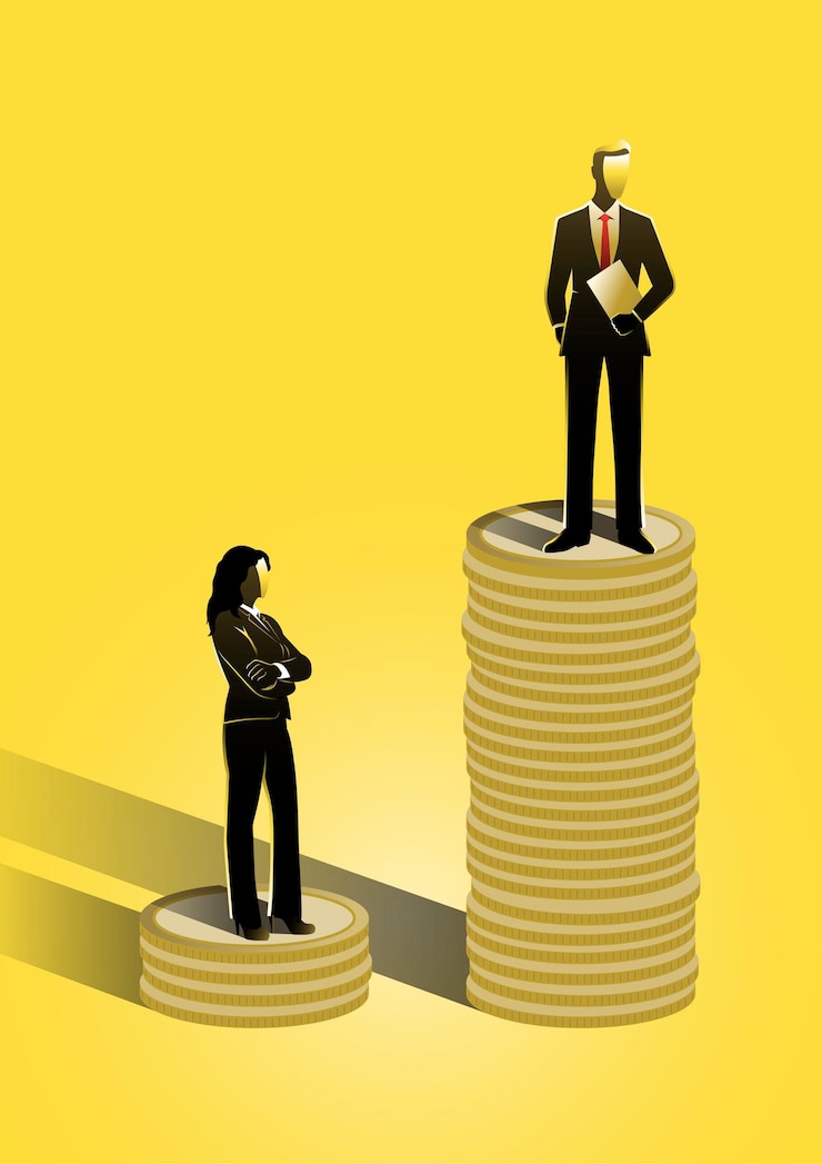 Vector igualdad de género con empresario y empresaria