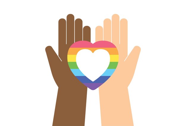 Igualdad LGBT y símbolo del corazón del arco iris Diseño de ilustración vectorial