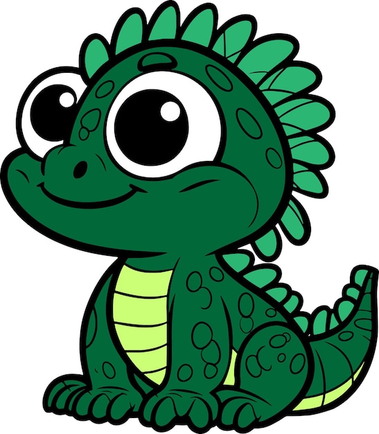 Iguana 2D personaje de dibujos animados clipart para libro infantil.