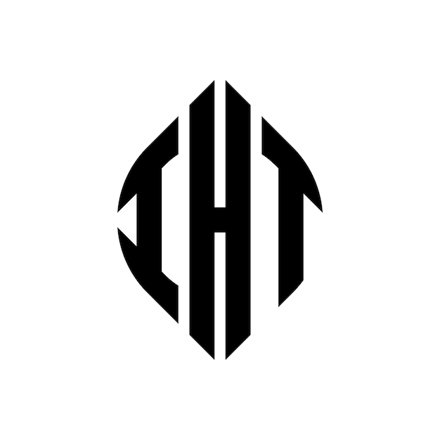 IHT diseño de logotipo de letra de círculo con forma de círculo y elipse IHT letras de elipse con estilo tipográfico Las tres iniciales forman un logotipo de círculo IHT emblema de círculo Monograma abstracto letra marca vector