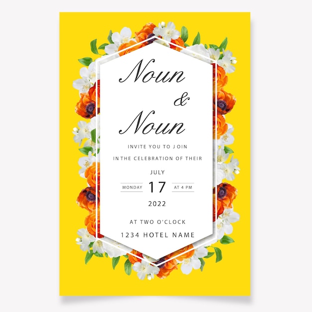 Iinvitación de boda con flores, formato .ai