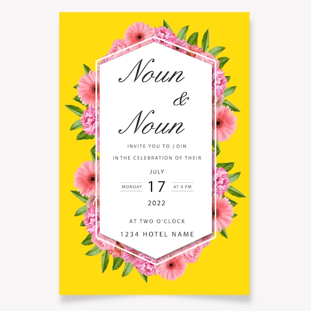 Iinvitación de boda con flores, formato .ai