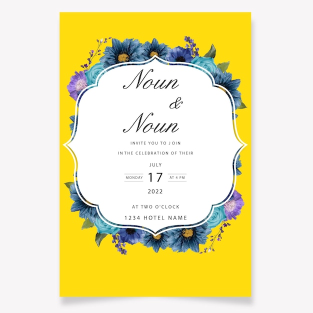 Iinvitación de boda con flores, formato .ai