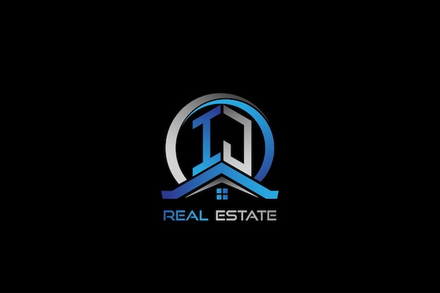 IJ diseño de logotipo de letras inmobiliarias para construcción o casa IJ logotipo de cartas inmobiliarias Vector