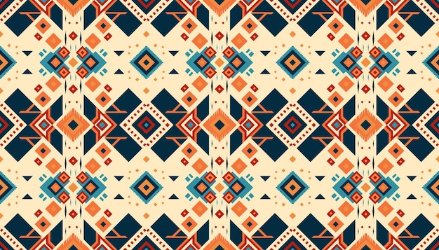 Ikat ornamento geométrico con diamantes Ikkat patrón sin costuras estilo azteca vector étnico tribal