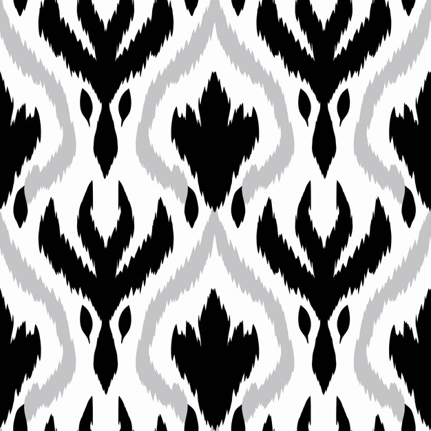 Vector ikat patrón sin costura blanco y negro ilustración vectorial