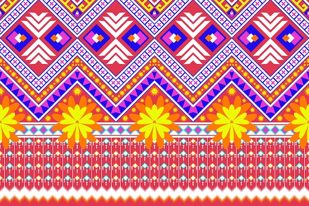 Vector ikat patrón sin costura tribal indio alfombra de tela étnica azteca mandala ornamento nativo boho chevron