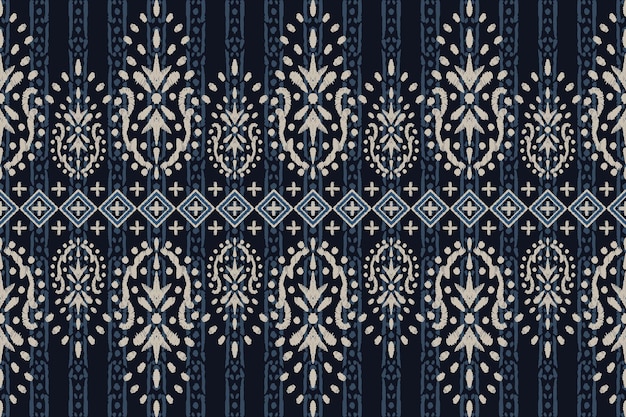 Vector ikat patrón indio tribal sin costuras alfombra de tela étnica azteca ornamento mandala boho nativo chevron