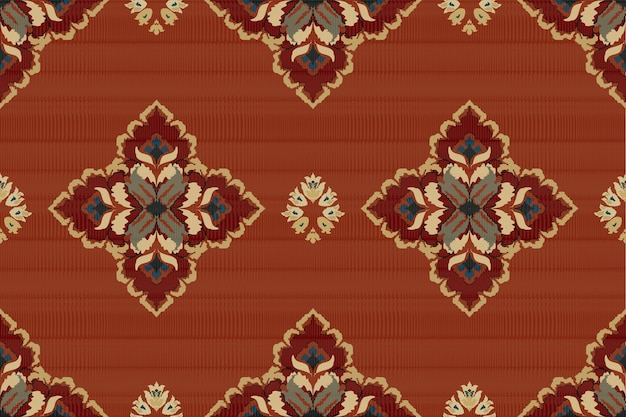 Ikat patrón indio tribal sin costuras alfombra de tela étnica azteca ornamento mandala boho nativo chevron