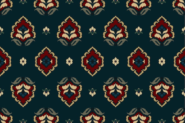 Vector ikat patrón indio tribal sin costuras alfombra de tela étnica azteca ornamento mandala boho nativo chevron