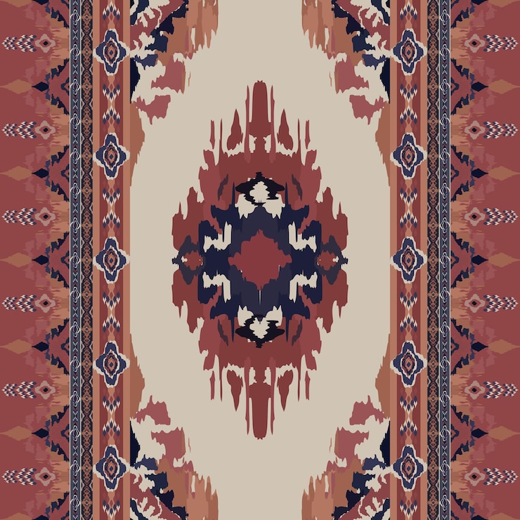 Vector ikat patrón indio tribal sin costuras alfombra de tela étnica azteca ornamento mandala boho nativo chevron
