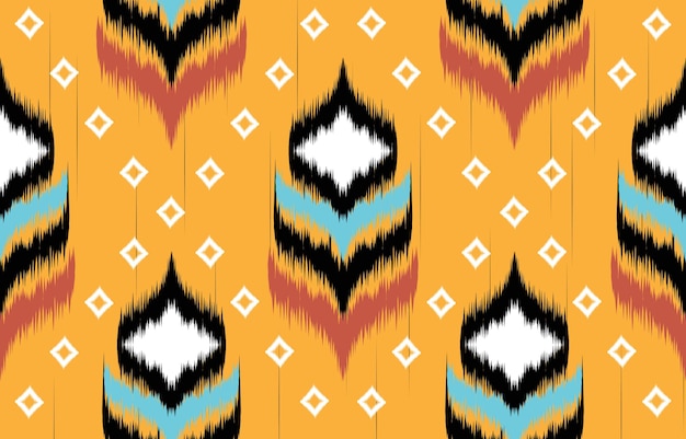 Vector ikat patrones sin costuras en fondo amarillo patrón geométrico sin costuras inspirado en la tribu