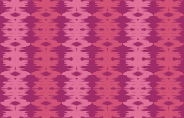 Vector ikat patrones sin costuras en fondo rosa inspirado en el sarong patrón geométrico sin costuras