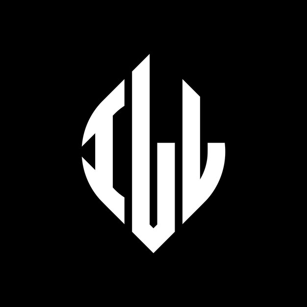 ILL diseño de logotipo de letras circulares con forma de círculo y elipse ILL letras elípticas con estilo tipográfico Las tres iniciales forman un logotipo de círculo ILL Círculo Emblema Monograma Abstracto Carta Marca Vector