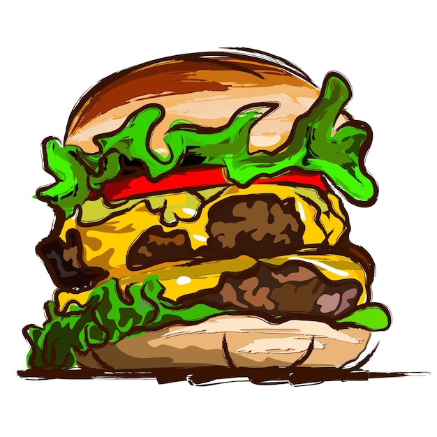 Illiustration hamburguesa dibujada a mano - sketch burger - vector burger