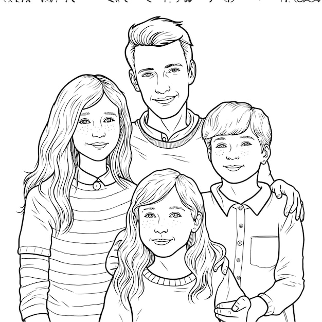 illustartion libro para colorear página familia