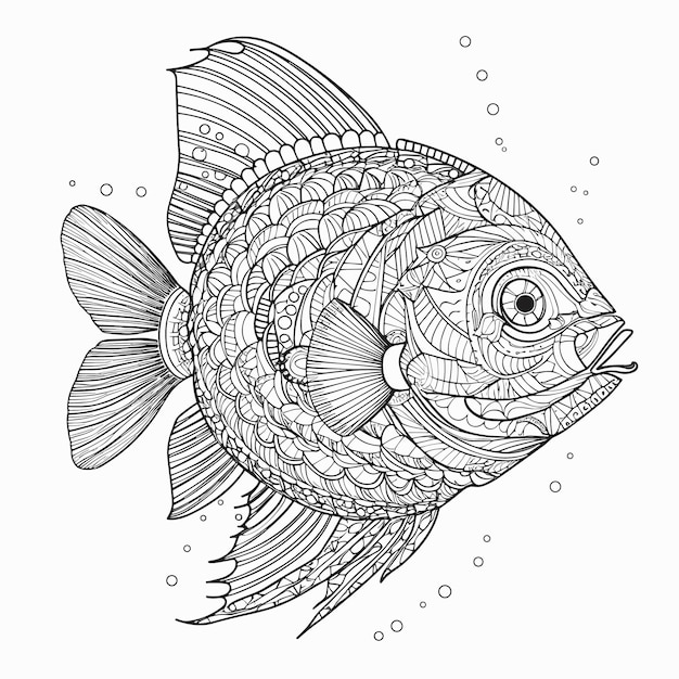 Vector illustartion libro para colorear página pescado