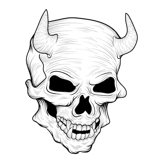 illustraion monocromo arte demonio cráneo diseño de personajes