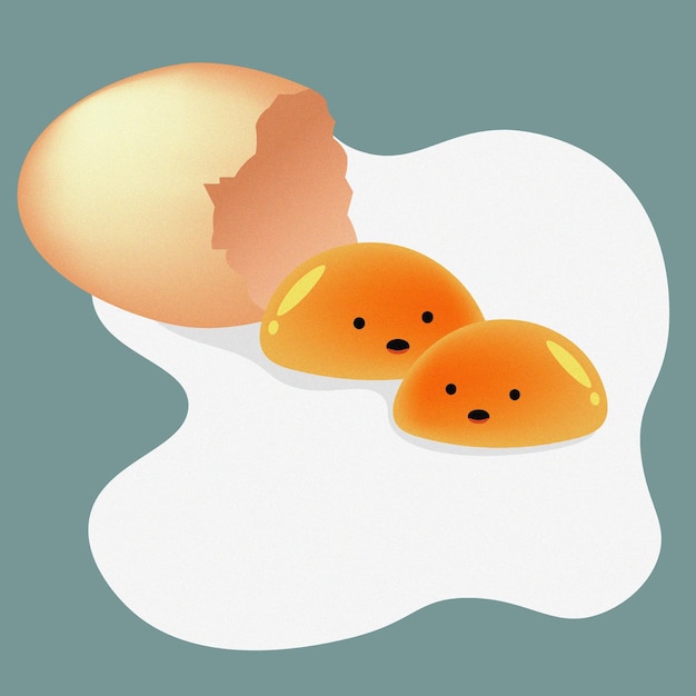 Vector illustrasi huevos comida dibujos animados colorido divertido