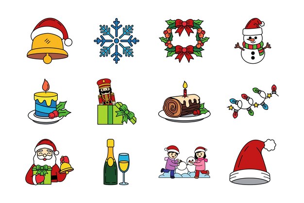 illustration icons of christmas set