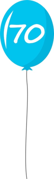 Illustration of Blue Helium Balloon Icon on String with Number Seventieth Balloon for Birthday Part