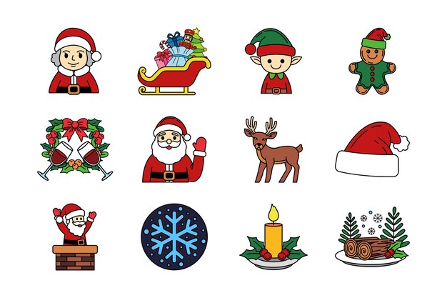 illustration of christmas things collection